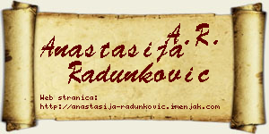 Anastasija Radunković vizit kartica